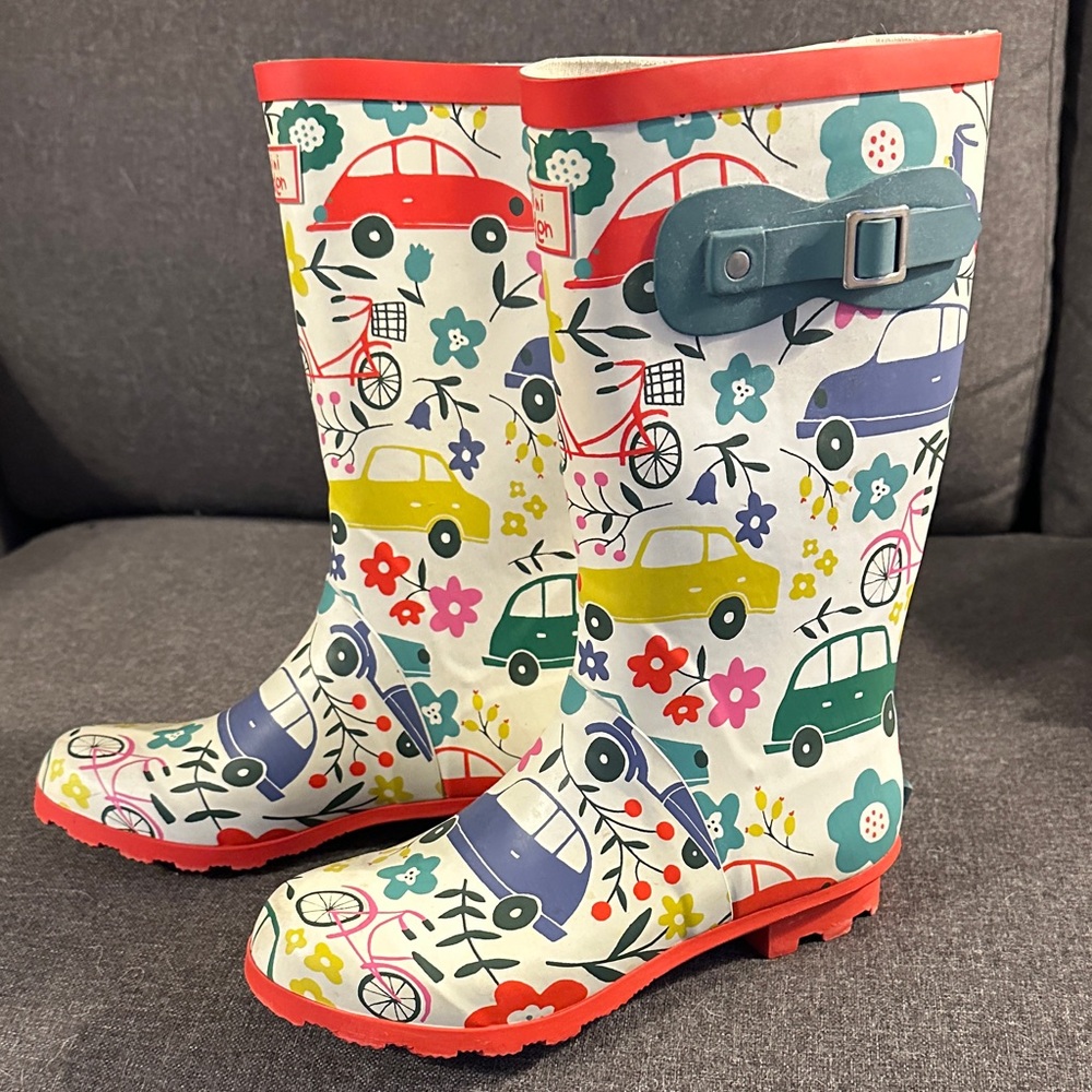 Boden Kids Floral Rain Boots - Red, Blue, Yellow